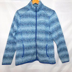 Eddie Bauer Womens XL Blue Striped Full Zip Fleece